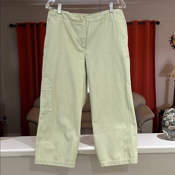 Chico’s Seersucker Light Green Cargo Pants Chico’s Size 2 = US Size 12 - Picture 1 of 5